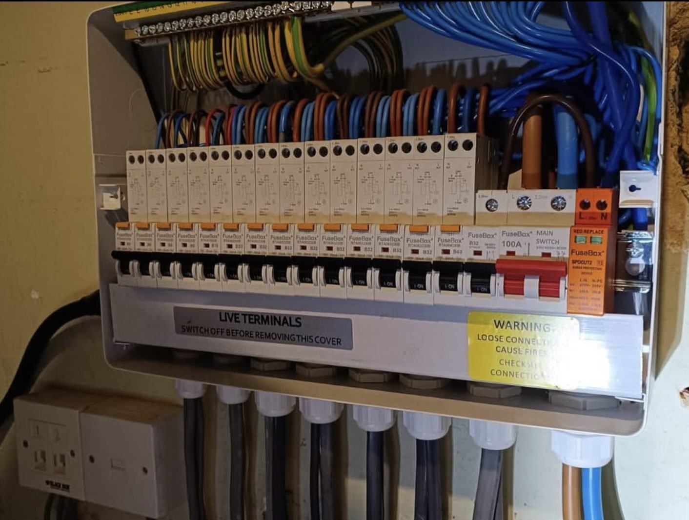 New consumer unit with individual RCBOs and a surge protection device